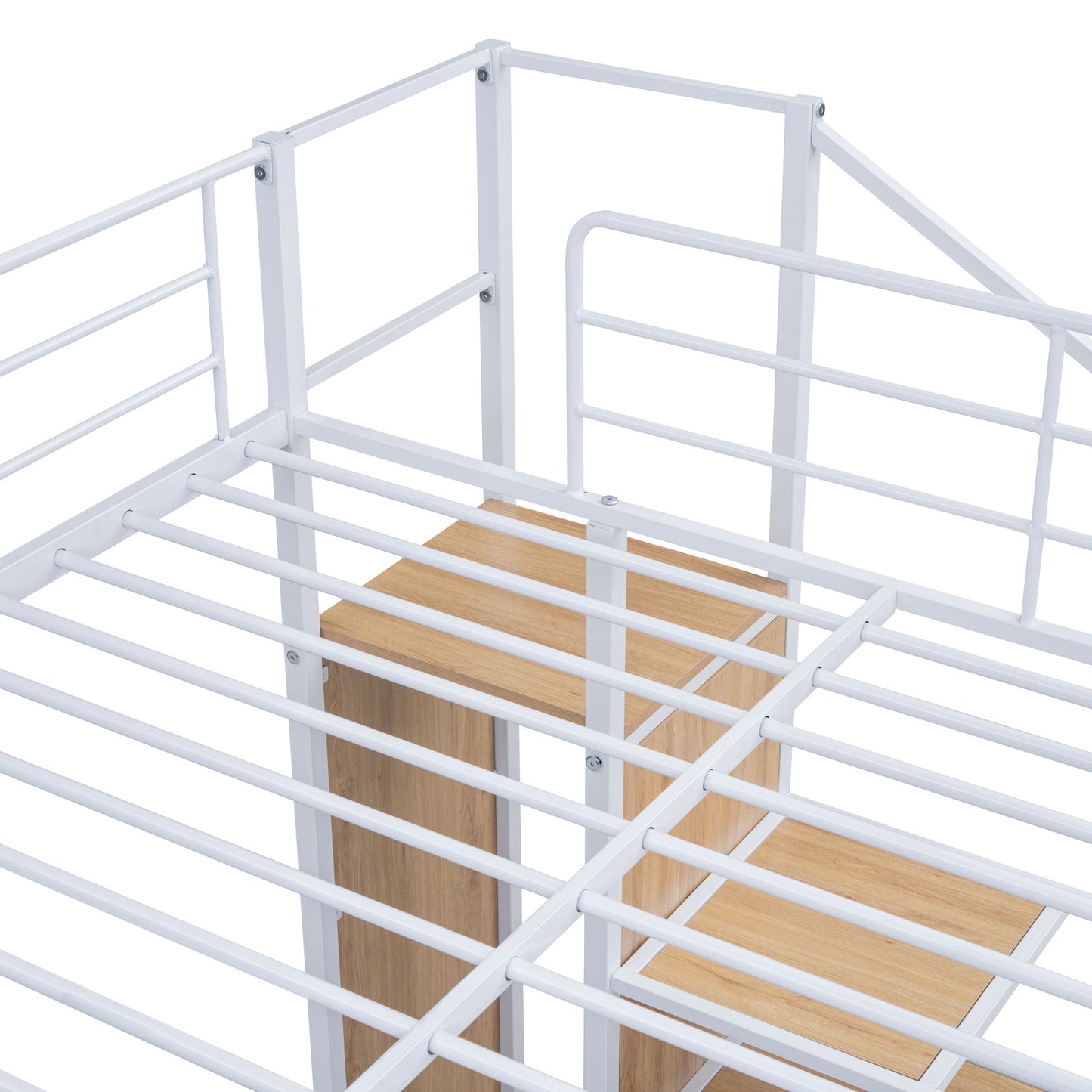Full Over Full Bunk Bed With Lateral Storage Ladder And Wardrobe - White