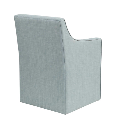 Upholstered Dining Arm Chair With Casters Woven - Light Gray Blue