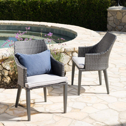 Hillhurst - Outdoor Chair, Comfortable Rattan With Weather Resistant Cushion (Set of 2) - Gray