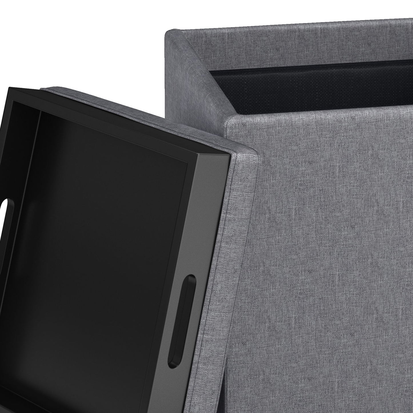 Rockwood - Cube Storage Ottoman With Tray - Slate Gray