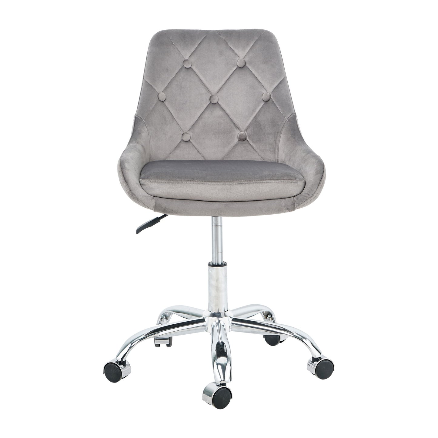 Modern Velvet Fabric Dining Chair With Chrome Legs, Soft And Comfortable, Lift Adjustment, Space Saving - Gray