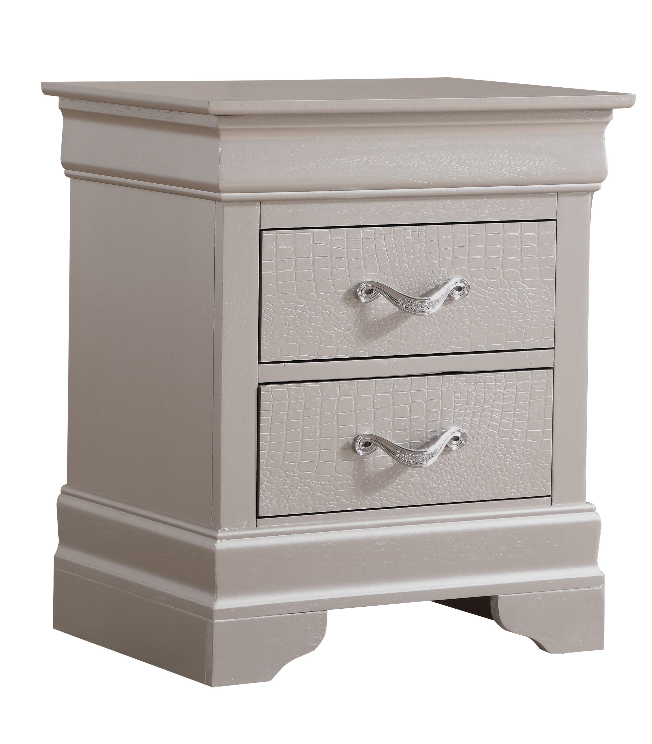 Lorana - Modern Nightstand - Silver Champagne