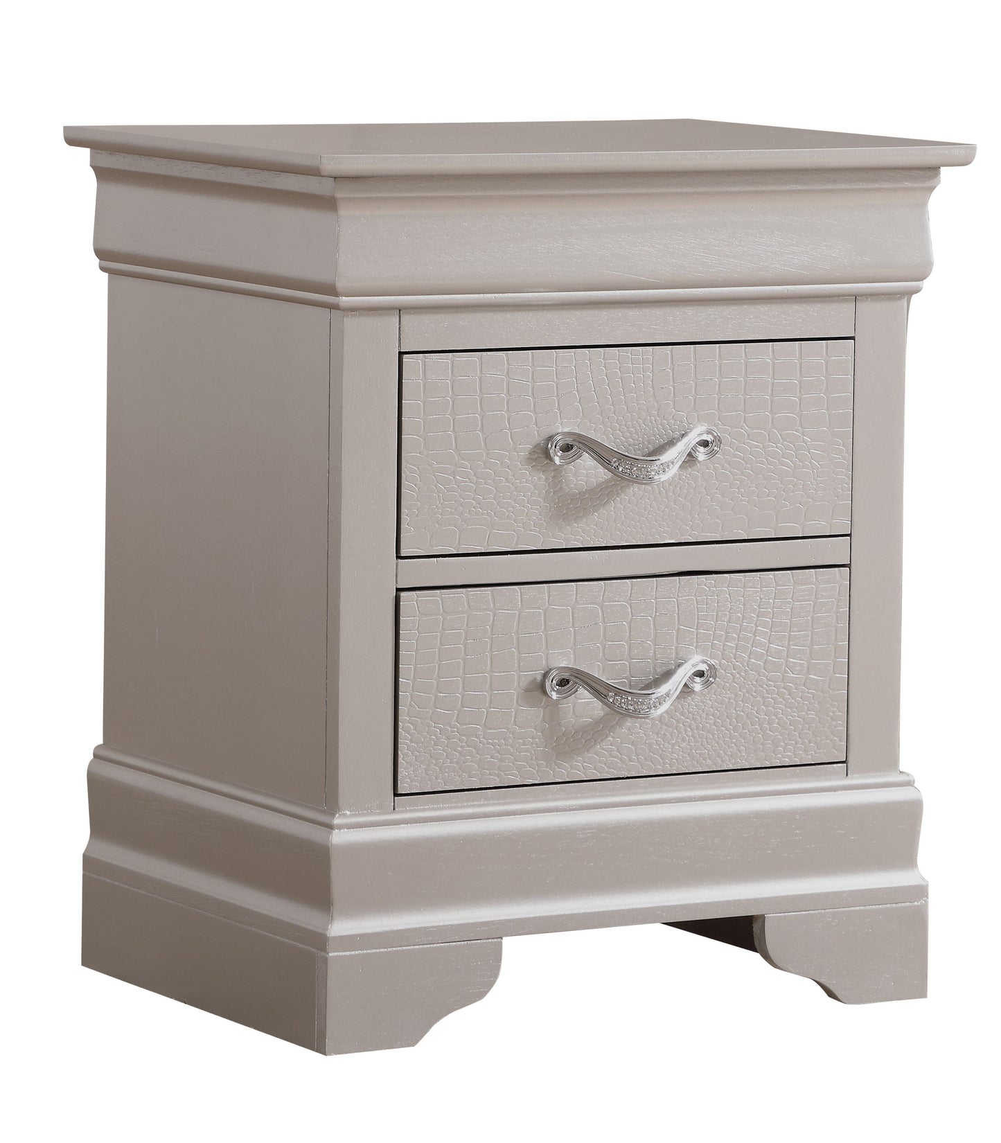 Lorana - Modern Nightstand - Silver Champagne