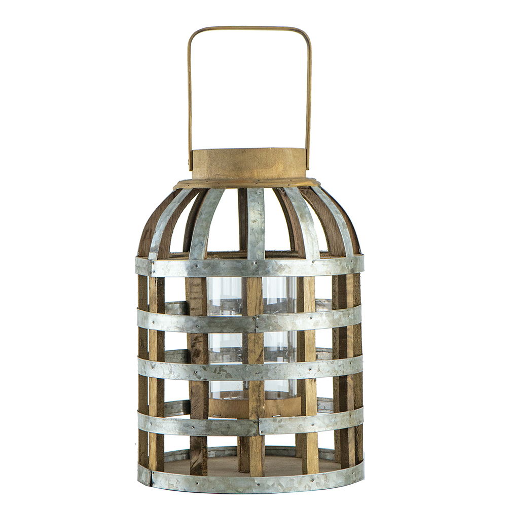 Decorative Lantern With Handle, Wooden Lantern For Indoor Outdoor, Home Garden Wedding - Silver