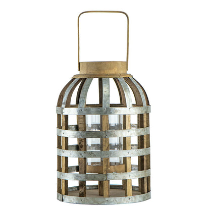 Decorative Lantern With Handle, Wooden Lantern For Indoor Outdoor, Home Garden Wedding - Silver