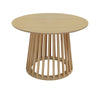 Modern Round Coffee Table With Grille Molding For Living Room, Bedroom, Or Balcony - Oak