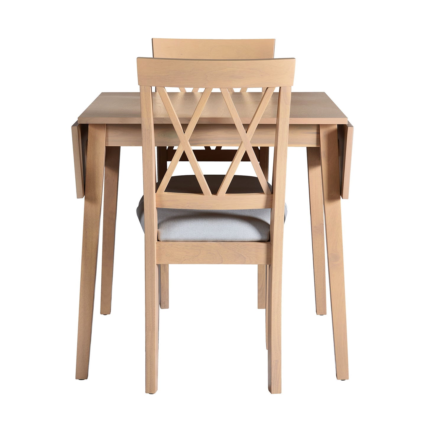 3 Piece Kitchen Dining Set With Drop Leaf Dining Table And 2 Dining Upholstered Chairs, Dining Room Set For Small Places - Natural