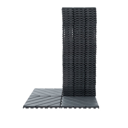 Durable Plastic Interlocking Deck Tiles, 44 Pack, Waterproof Outdoor And Indoor Use, 12" X 12" - Dark Gray