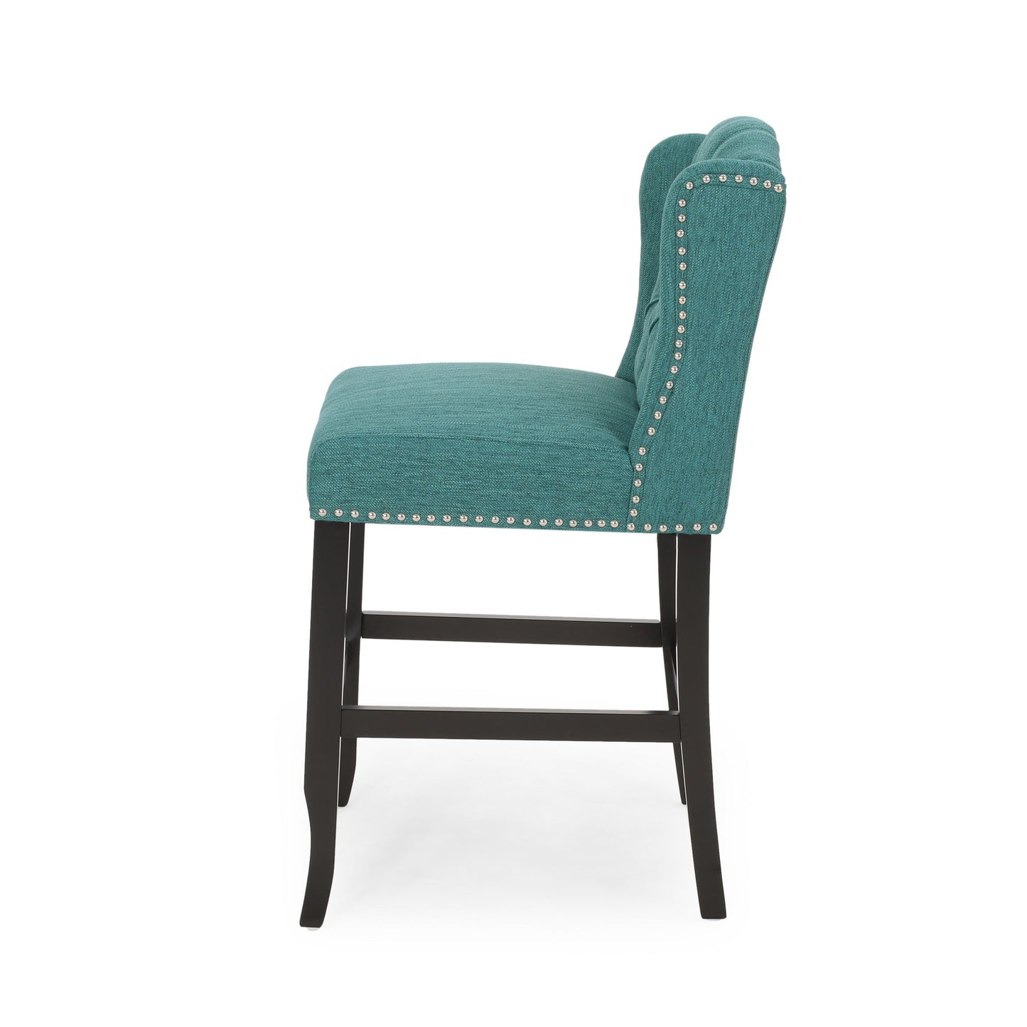 Solara - Fabric Tufted Counter Stool With Nailhead Accents (Set of 2) - Teal