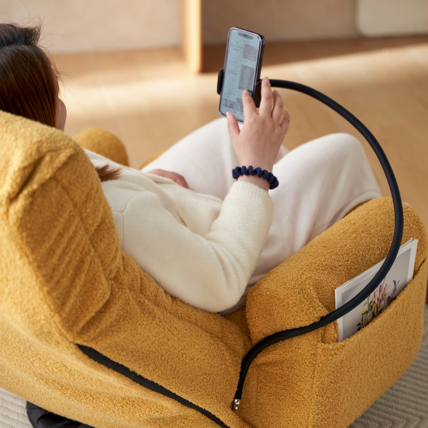 Adjustable Swivel Lounge Chair With 360 Degree Rotating Seat And Headrest Support, Leisure Chair Deck Chair Game Chair For Living Room - Yellow