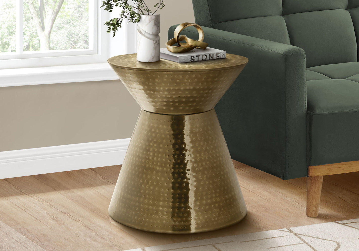 Drum Accent Side Table, Contemporary, Elegant Design - Gold