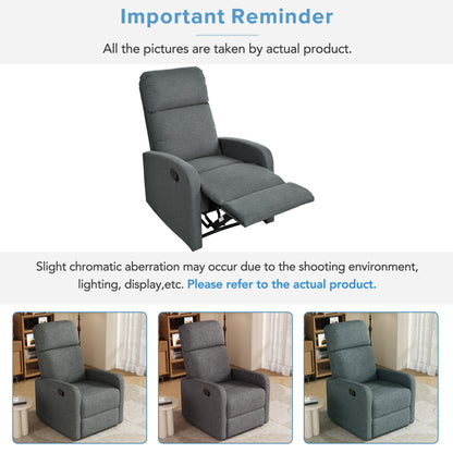 Modern Manual Recliner, Home Theater Chair With Adjustable Backrest For Living Room - Charcoal