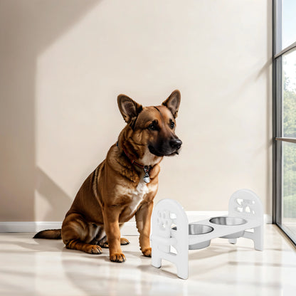 Adjustable Pet Bowl Travel Ready HDPE Durable Poly Lumber Recycled - White