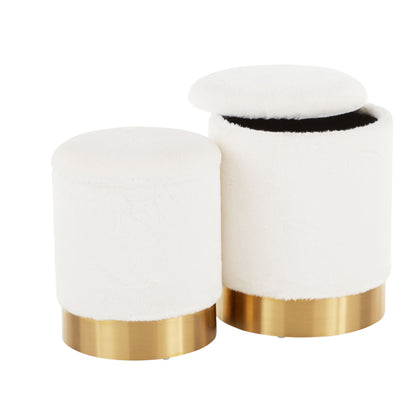 Marla - Contemporary Nesting Ottoman Set - Gold / Cream