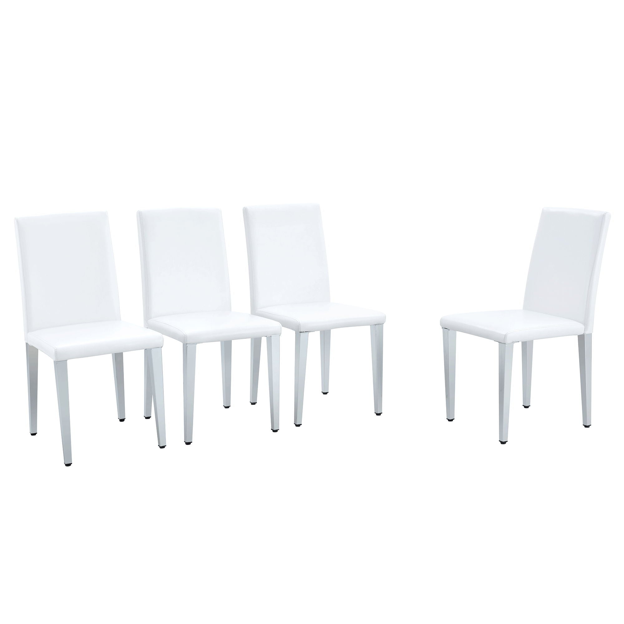 (Set of 4) Backrest Chairs With Silver Metal Legs The Perfect Combination, Suitable For Minimalist And Modern Home Styles - White / Silver
