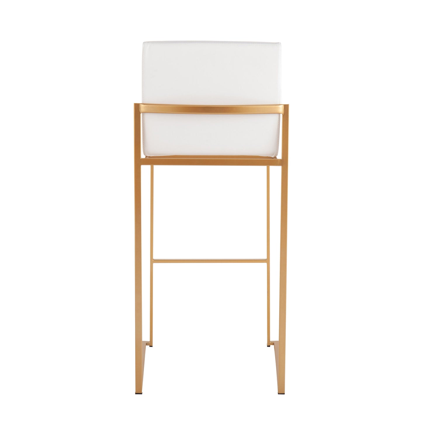 Fuji - Contemporary High Back Barstool (Set of 3) - Gold / White