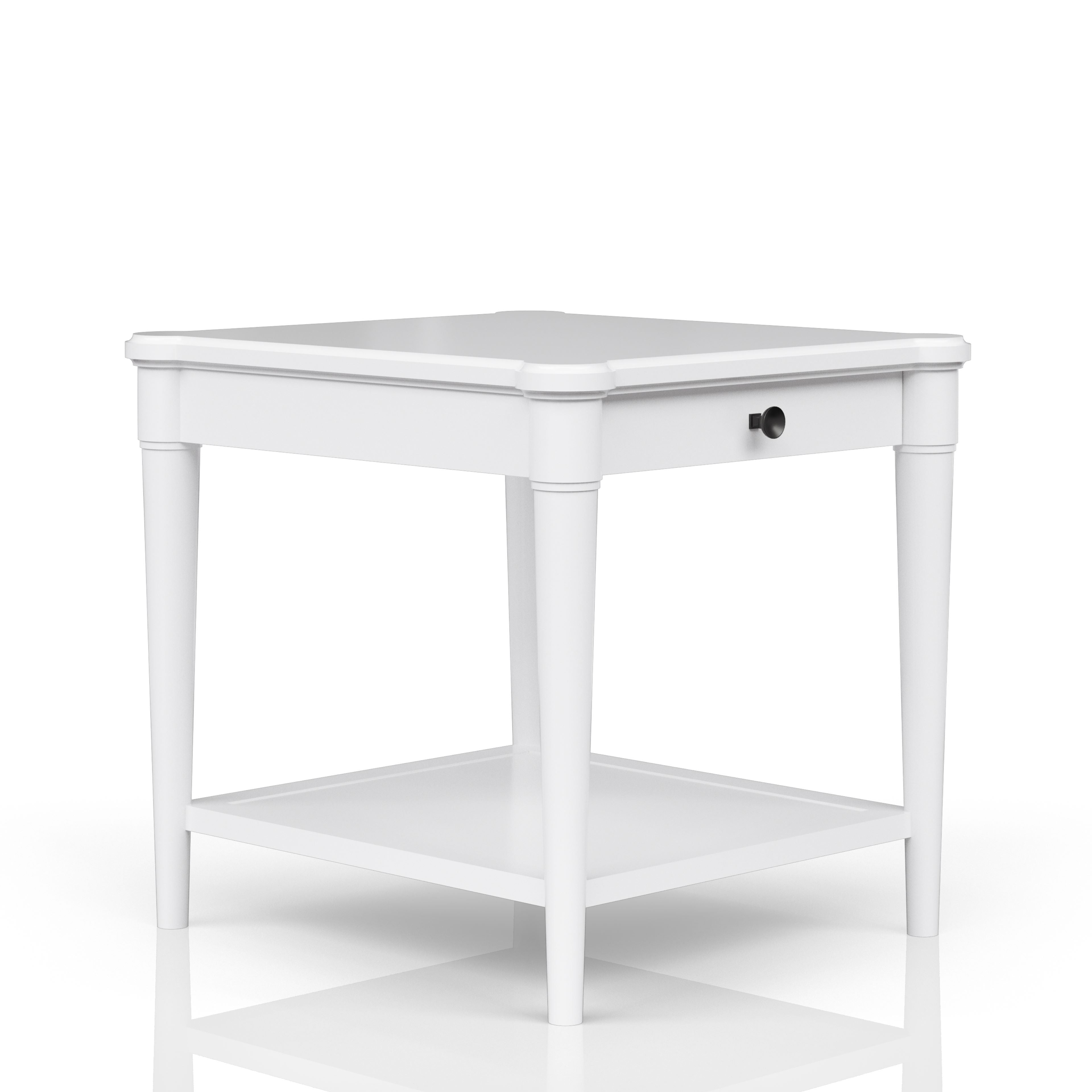 End Table With Storage Drawer - White