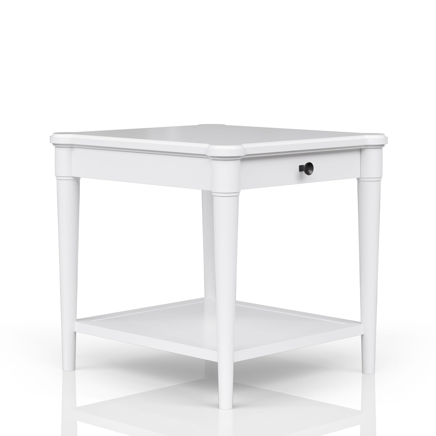 End Table With Storage Drawer - White