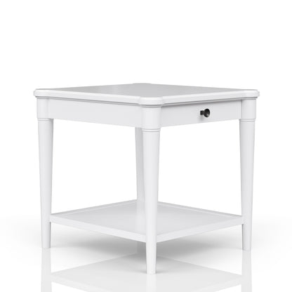 End Table With Storage Drawer - White