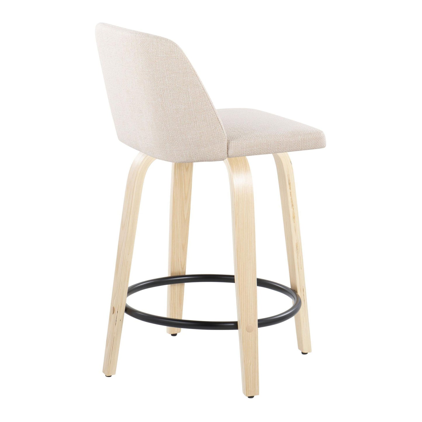 Toriano - Contemporary Fixed Height Counter Stool With Swivel With Round Footrest (Set of 2) - Cream / Natural