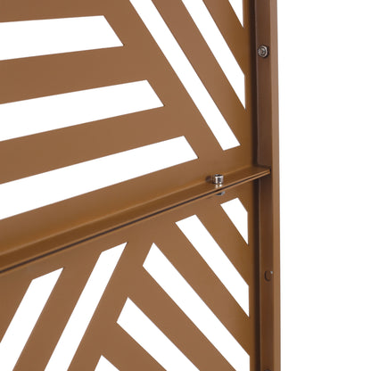 Freestanding Decorative Privacy Screen For Deck Balcony Patio, Metal Privacy Screen - Brown