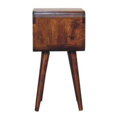 Mini Curved Open Bedside Table - Brown