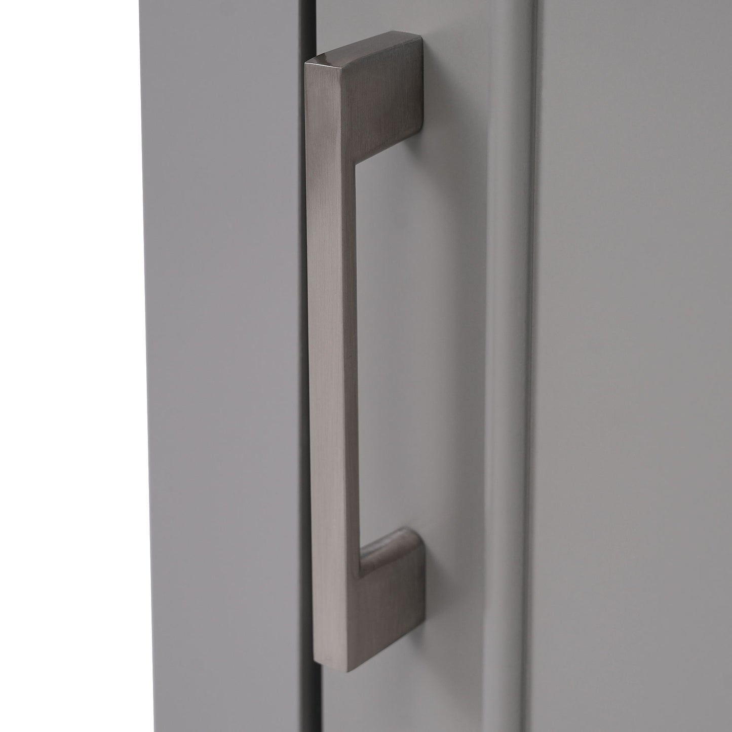 Modern Small Bathroom Vanity Cabinet With Ceramic Basin, Ample Storage, 1 Soft-Close Door - Gray