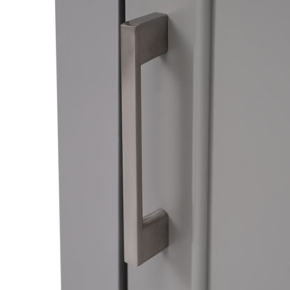 Modern Small Bathroom Vanity Cabinet With Ceramic Basin, Ample Storage, 1 Soft-Close Door - Gray