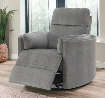 Sagen - Chenille Glider Recliner With Swivel - Charcoal Gray
