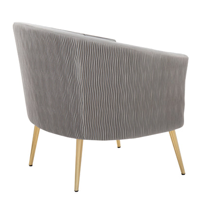 Tania - Pleated Waves Contemporary / Glam Chair - Gold / Silver