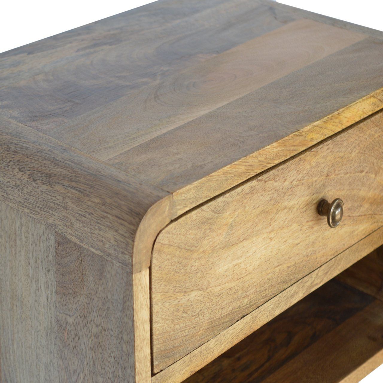 Floating Curve Open Slot Nightstand - Oak