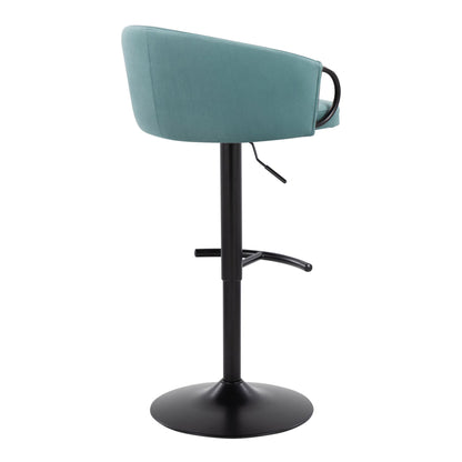 Claire - Contemporary Adjustable Barstool With Swivel With Rounded T Footrest (Set of 2) - Black / Light Blue