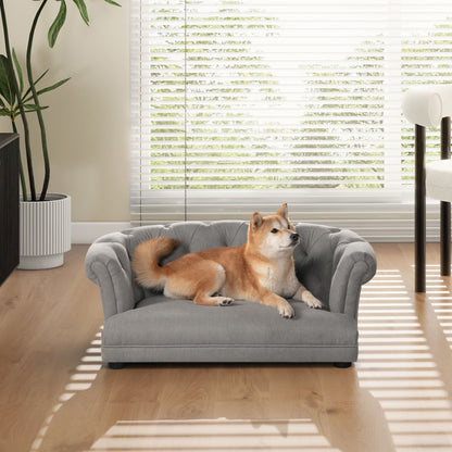 Kiki - Chesterfield Dog Sofa Bed Medium - Uptown Gray