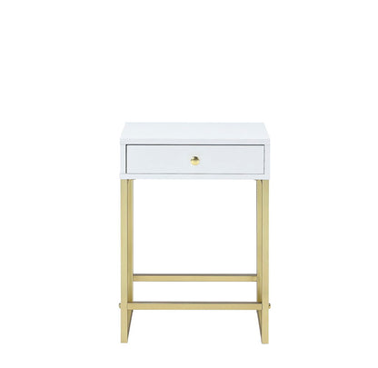 Coleen - Accent Table - White / Brass
