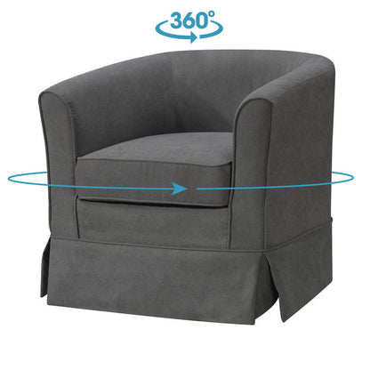 Tucker - Woven Fabric Swivel Barrel Chair - Gray