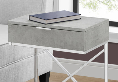Accent Side Table, Storage Drawer, Contemporary Stylish - Gray