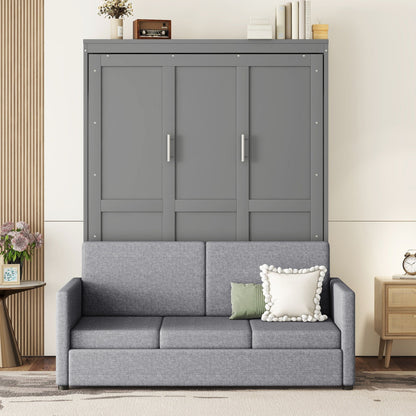 Queen Size Murphy Wall Bed With Cushion - Gray