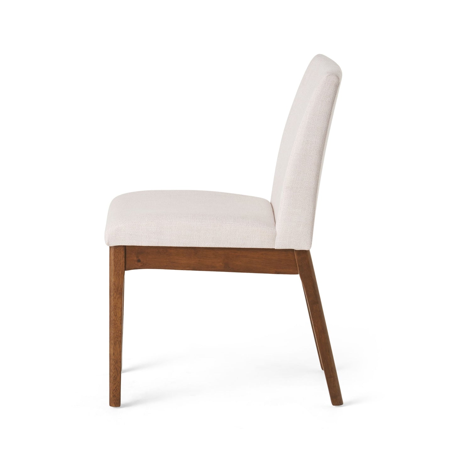 Contemporary Fabric Dining Chairs (Set of 2) - Light Beige / Walnut