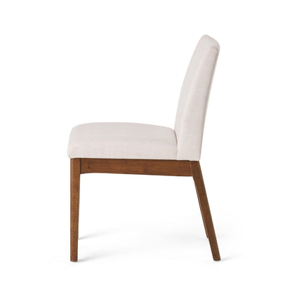 Contemporary Fabric Dining Chairs (Set of 2) - Light Beige / Walnut