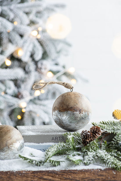 Christmas Ball Ornaments, Wood Decorative Hanging Ball Christmas Tree Ornaments For Holiday Party Decorations (Set of 8) - Brown