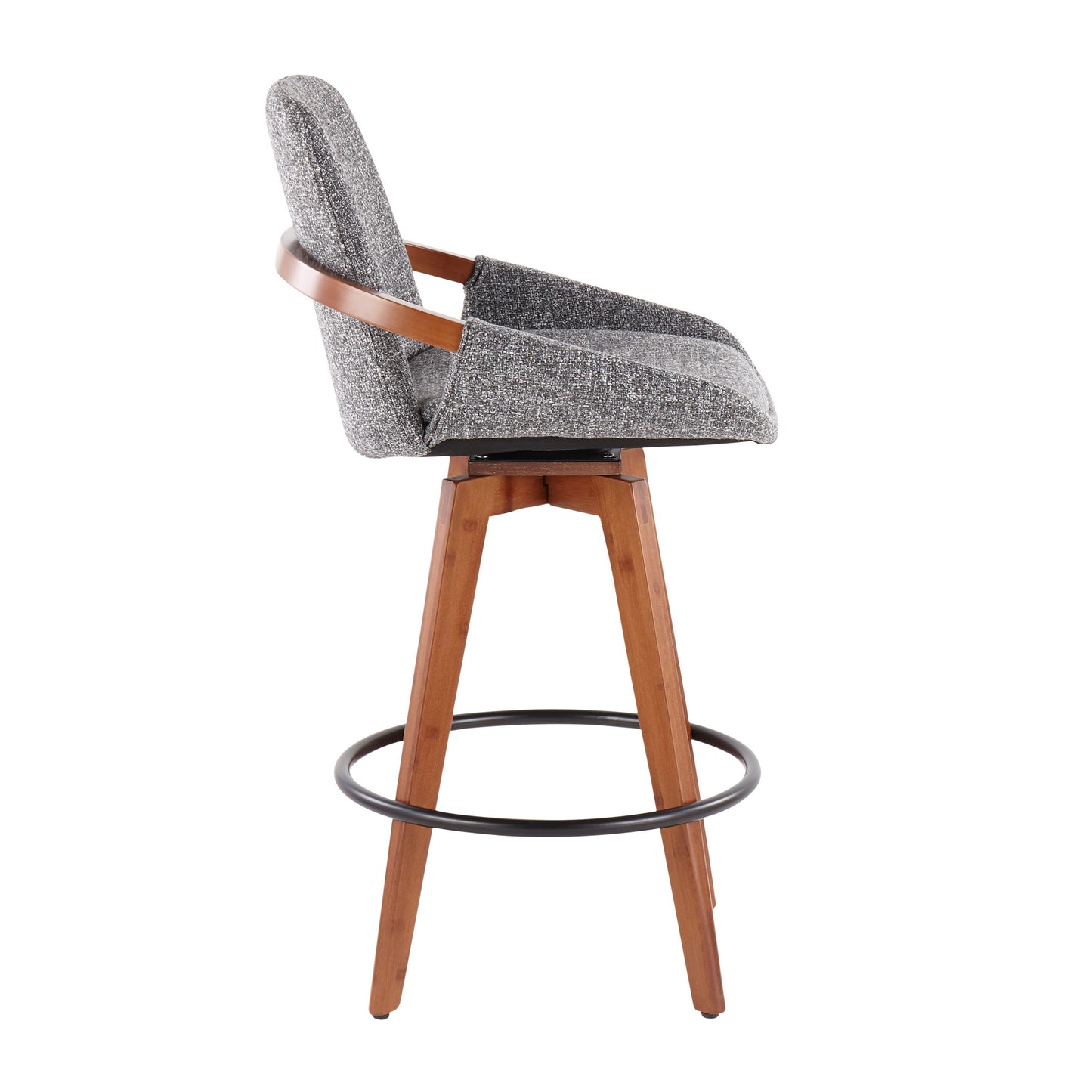Cosmo - Mid-Century Counter Stool - Walnut / Gray