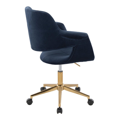 Vintage Flair - Mid-Century Modern Office Chair - Gold / Blue