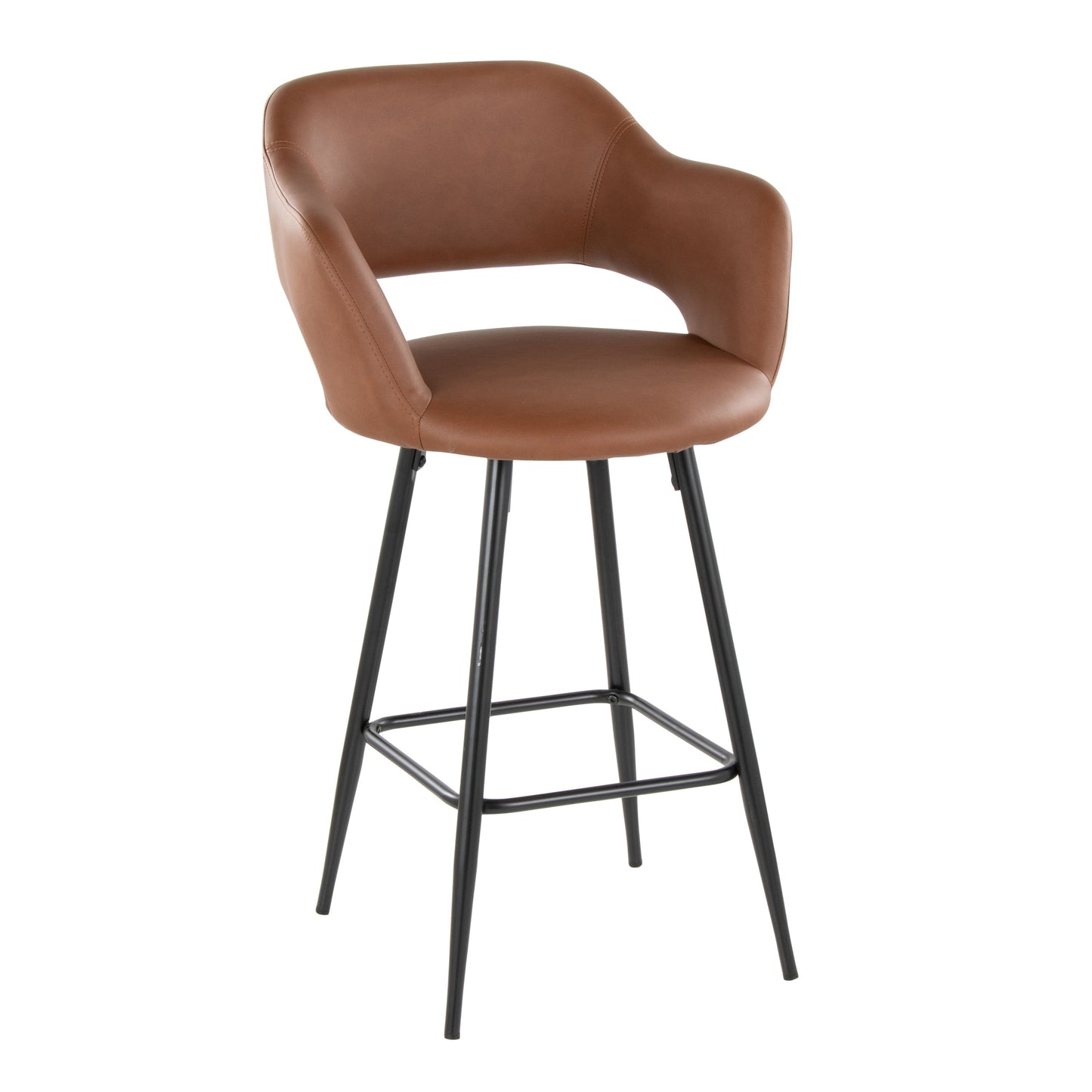 Margarite - Contemporary Fixed Height Counter Stool With Square Footrest (Set of 2) - Black / Brown