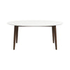 Ada - Mid-Century Modern Style Top Oval Dining Table - Brown / White