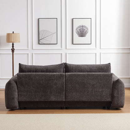 Lamb's Wool 2 Seater Cushion Sofa Comfortable Sofa For Living Room Bedroom And Other Casual Spaces Lamb's Wool Sofa With 2 Cushions And 2 Ball Pillows (Set of 2) - Gray