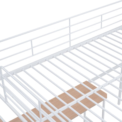 Full Size Loft Bed With Desk And Lateral Storage Ladder - White