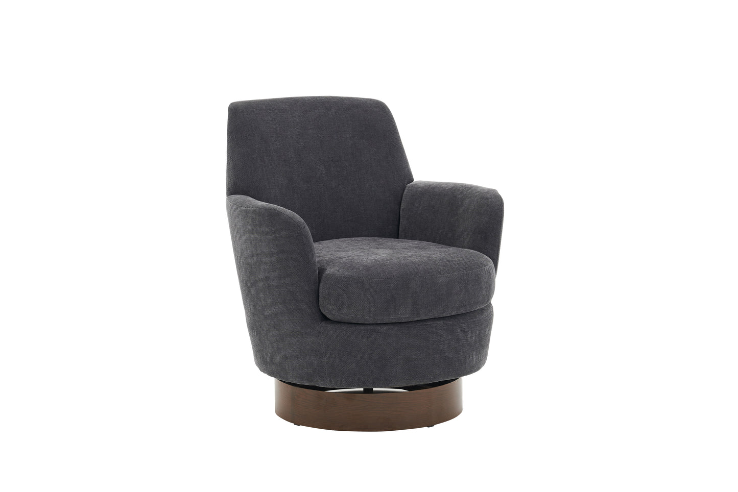 Swivel Barrel Chair, Swivel Accent Chairs Armchair For Living Room, Reading Chairs For Bedroom Comfy, Round Barrel Chairs With Gold Stainless Steel Base - Dark Gray