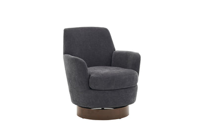 Swivel Barrel Chair, Swivel Accent Chairs Armchair For Living Room, Reading Chairs For Bedroom Comfy, Round Barrel Chairs With Gold Stainless Steel Base - Dark Gray