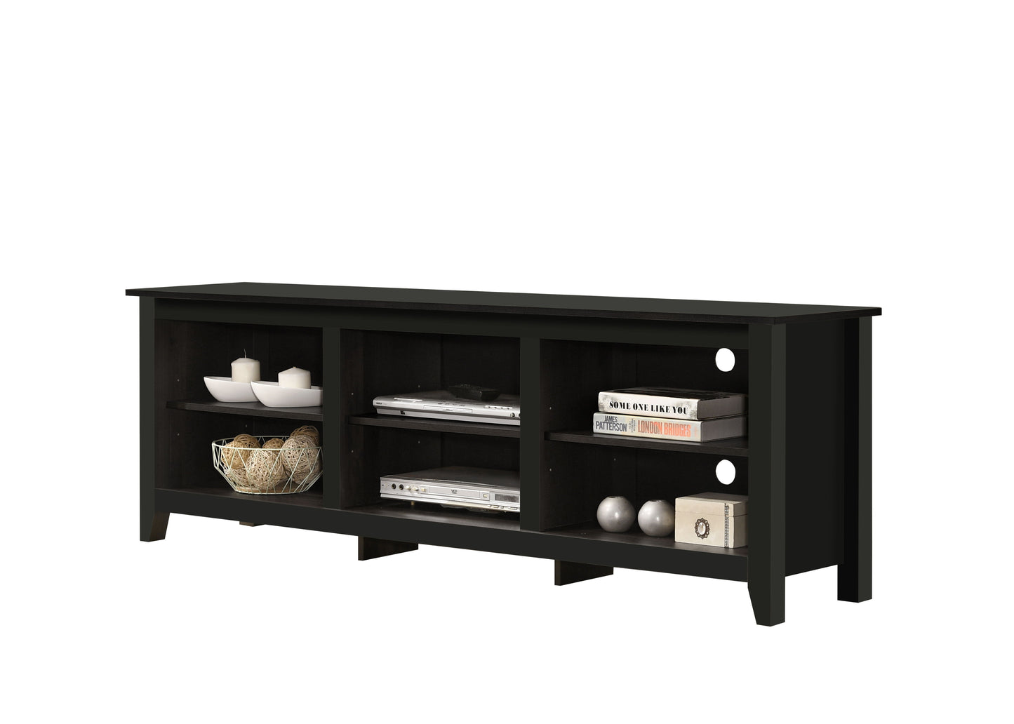 Benito - TV Stand With Open Shelves And Cable Management - Black