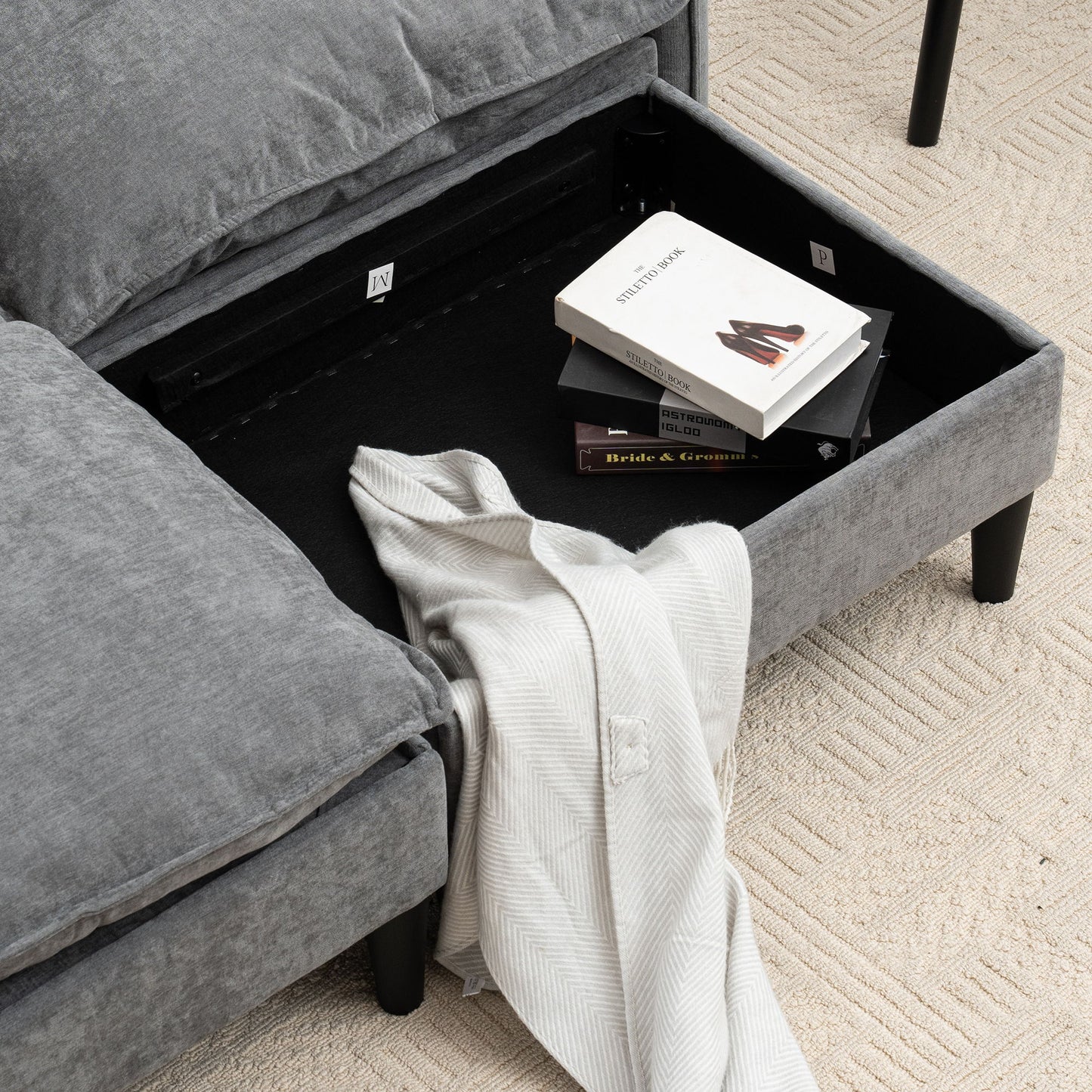 Convertible Combination Sofa, Sofa U Shaped, Sofa With Footstools With Storage - Gray Sofa For Living Room, Living Room 2 Seater Combination Sofa Gray - Gray